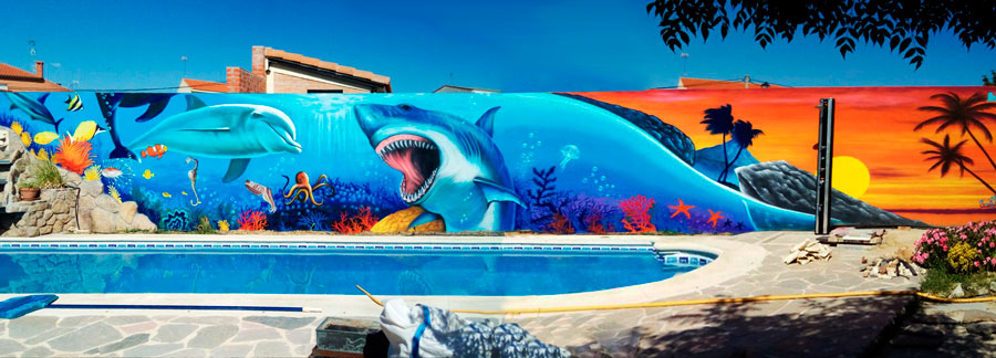 tiburon delfin mural